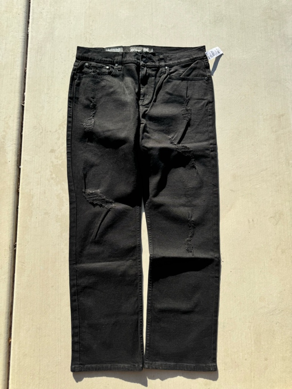 Men's Black Distressed Straight-Leg Jeans Brand New Size 34 X 32 RSQ
